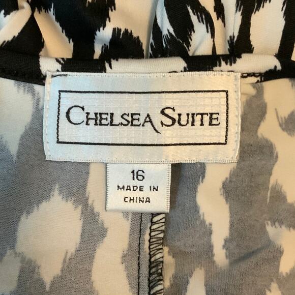 Chelsea Suite Midi Dress Fit and Flare Gathered Tie Waist Black White 16 - Picture 5 of 5